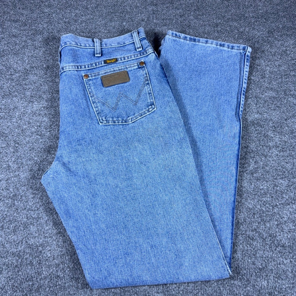 Wrangler 936ATW Cowboy Cut Slim Fit Jeans Mens 36x34 Blue Denim Straight Leg